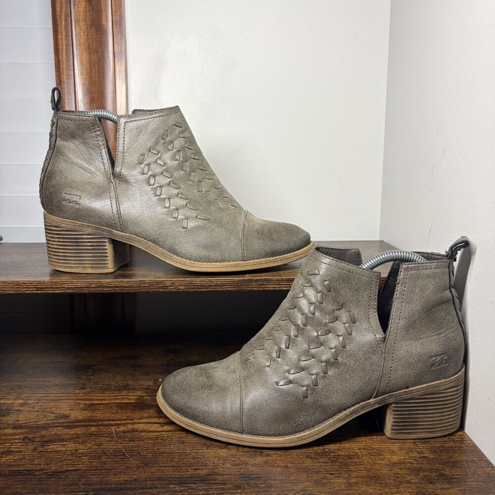 Billabong Cutting Loose Ankle Boots Woven Olive Green Womens 9